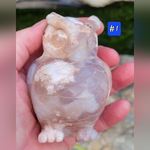 Flower Agate Owl - Picture 6 of 7